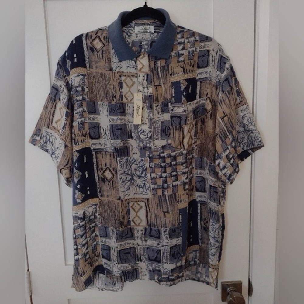 100% Silk Men's Vintage Button Down Shirt